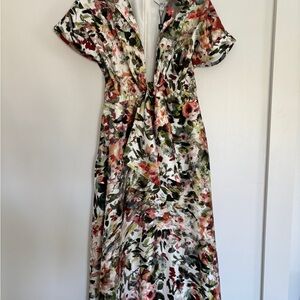 Badgley Mischka Floral Maxi Dress - Red, Green, Black